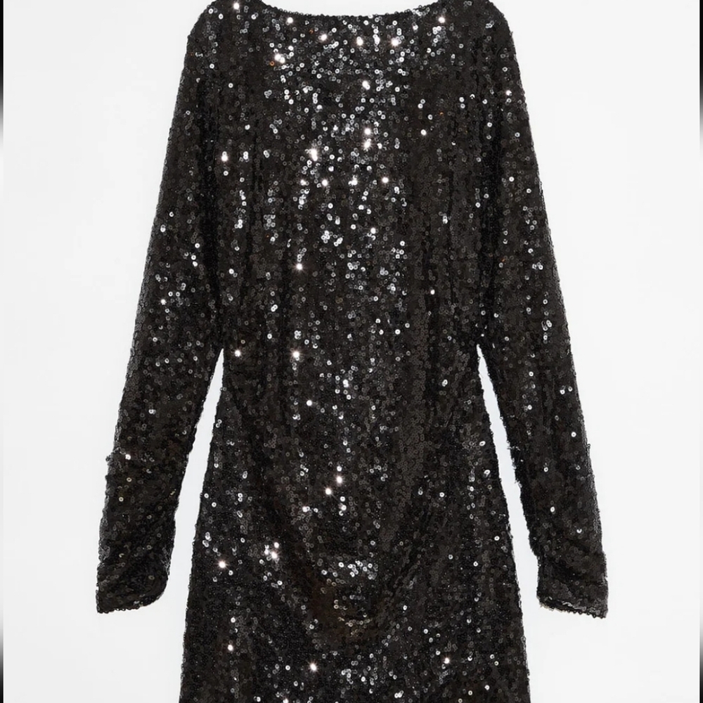 Deluc | Black Sequin Mini  Dress Cocktail Glam NWT - Picture 5 of 11